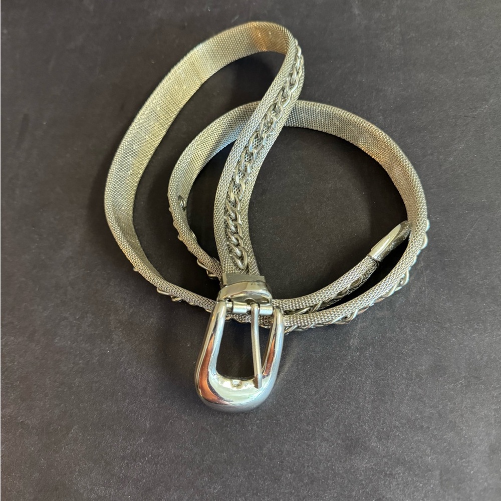 Vintage Heavy silver chain and mesh belt.Marked.Size XL 42” end to end. - Picture 10 of 12